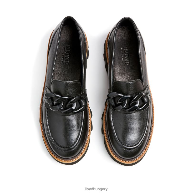 cipő HU LLOYD nők sima bőr felcsúsztatható papucs fekete 6444N1018