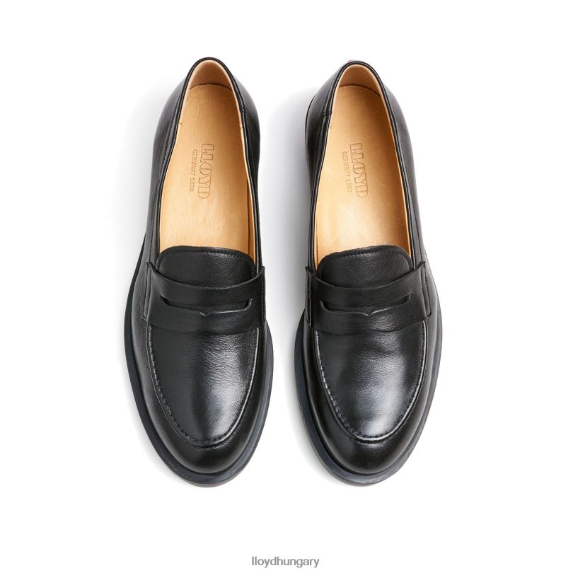 cipő HU LLOYD nők sima bőr felcsúsztatható papucs fekete 6444N1025