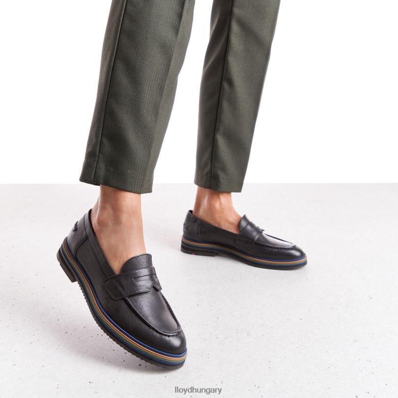 cipő HU LLOYD nők sima bőr felcsúsztatható papucs fekete 6444N1046