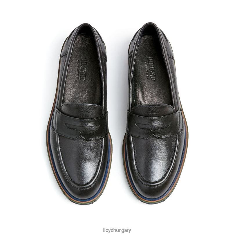 cipő HU LLOYD nők sima bőr felcsúsztatható papucs fekete 6444N1046