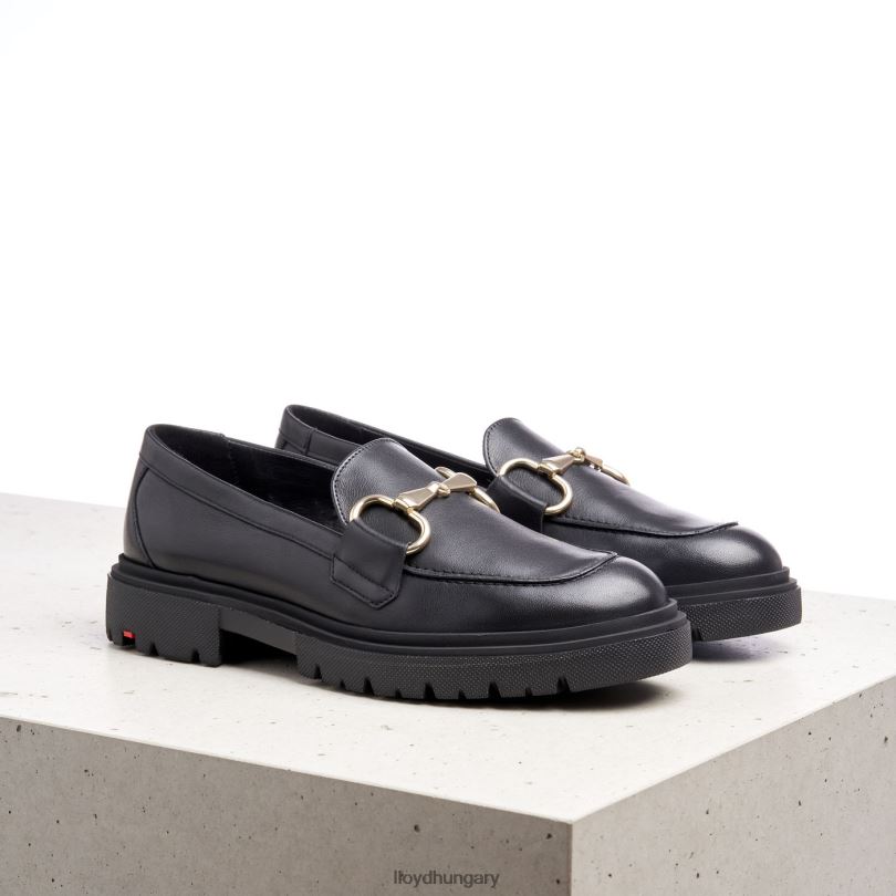 cipő HU LLOYD nők sima bőr felcsúsztatható papucs fekete 6444N1357