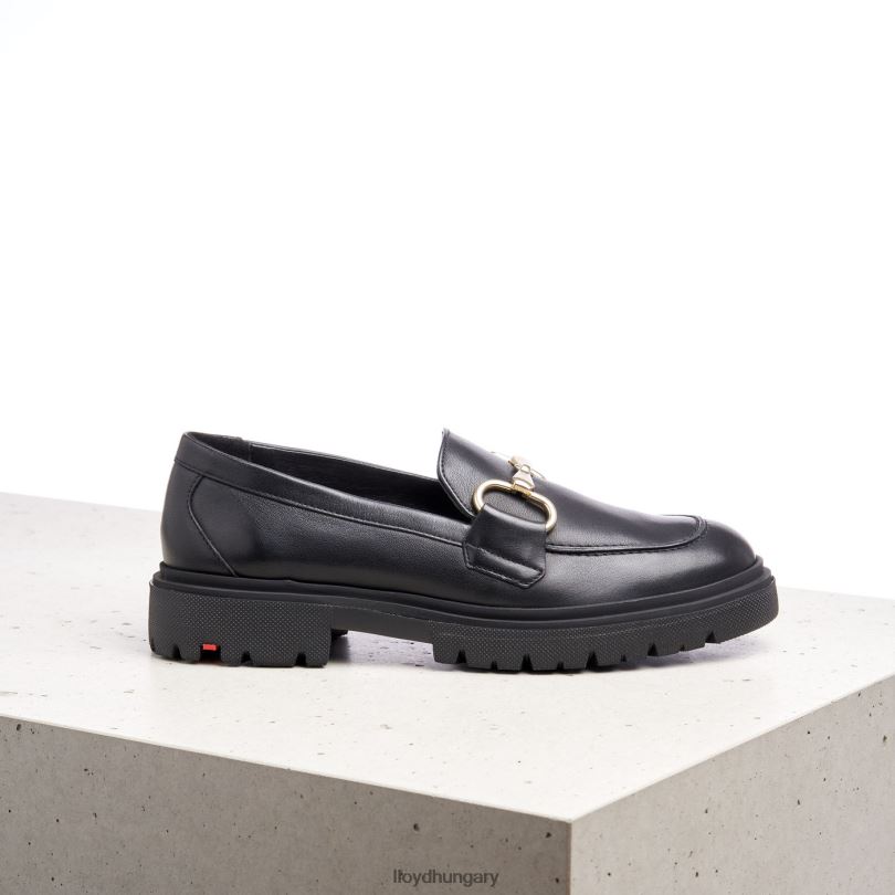 cipő HU LLOYD nők sima bőr felcsúsztatható papucs fekete 6444N1357