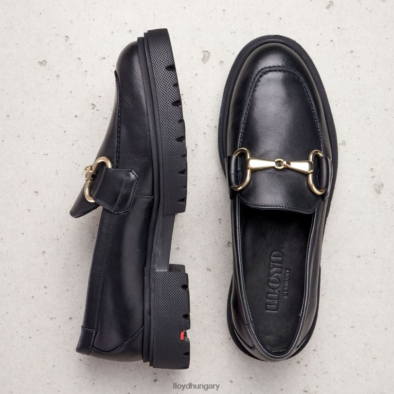 cipő HU LLOYD nők sima bőr felcsúsztatható papucs fekete 6444N1357