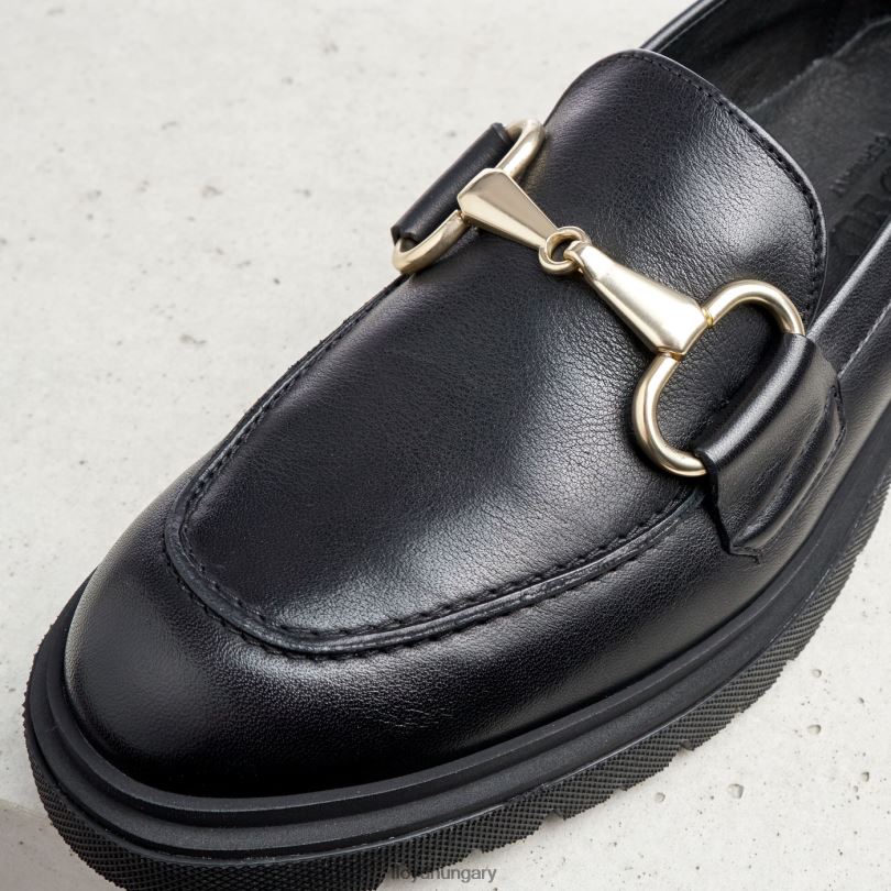 cipő HU LLOYD nők sima bőr felcsúsztatható papucs fekete 6444N1357